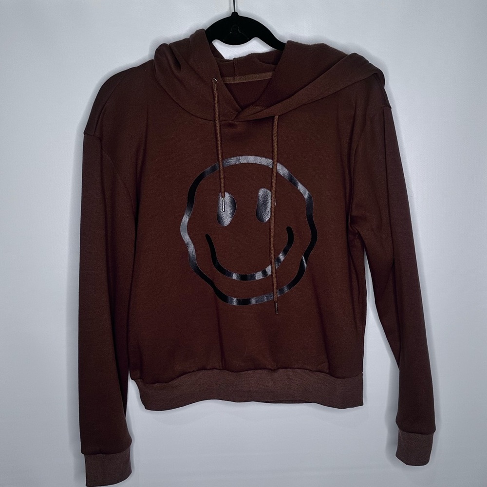 SHEIN Brown Hoodie Smiley Face Medium